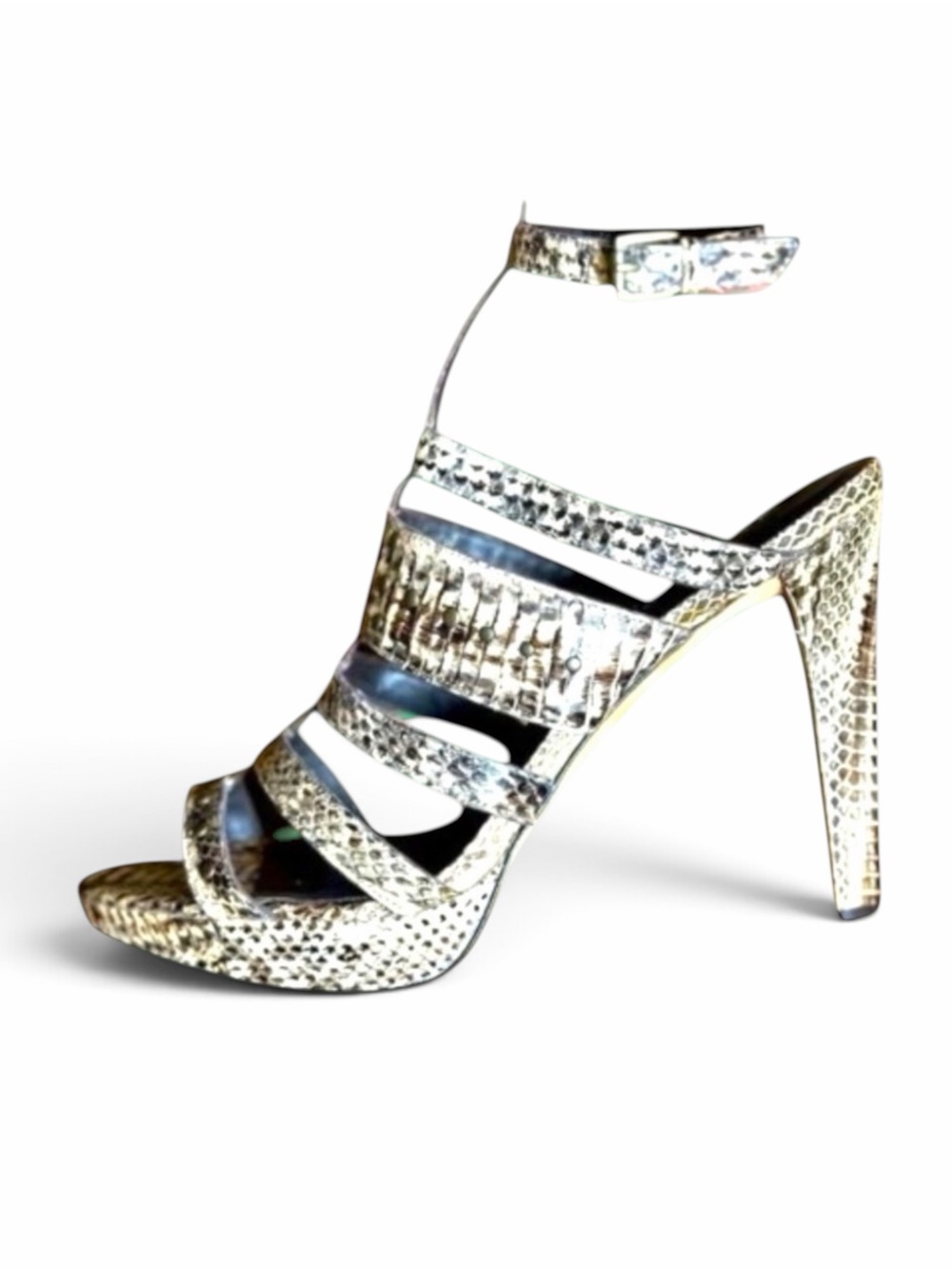 BCBGMAXAZRIA Snake-Print Strappy High Heel Sandal - sz 9